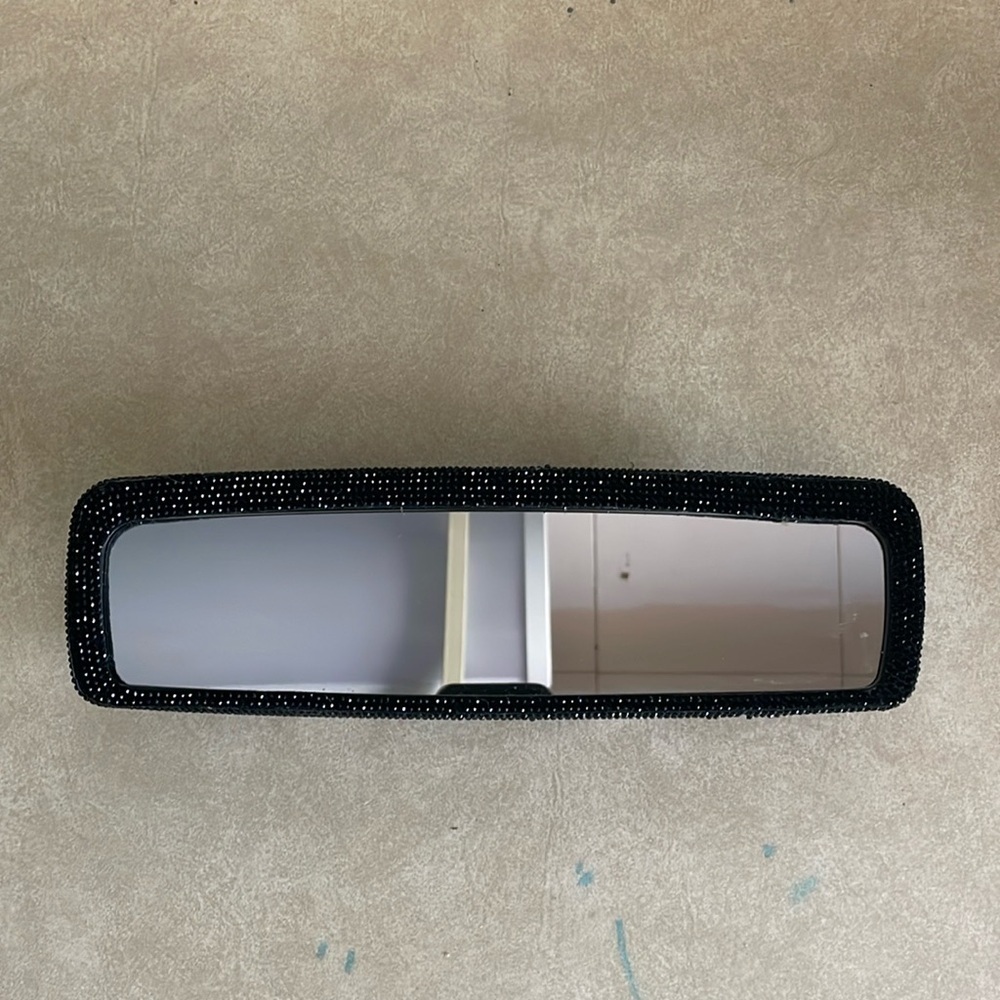 Black Sparkle Gem Clip On Rearview Mirror Accessory